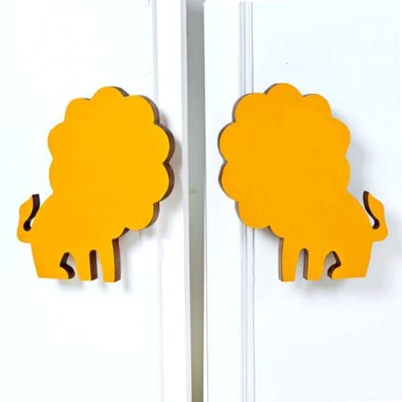 Handcrafted Acacia Wood Lion Handle Pair